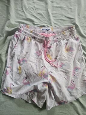 Magnum White Flamingo-Print Swim Shorts